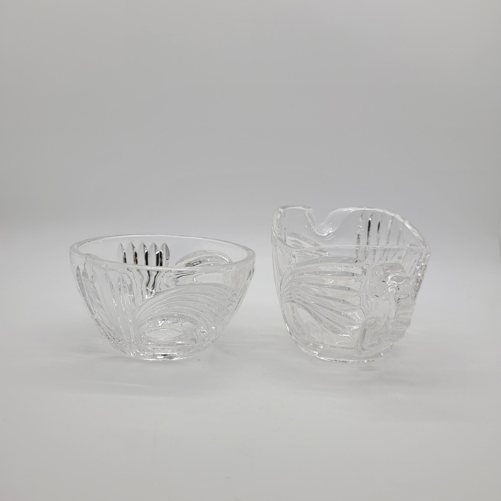 Vintage Princess House Crystal Swirls and Dots Creamer and Sugar Bowl Set